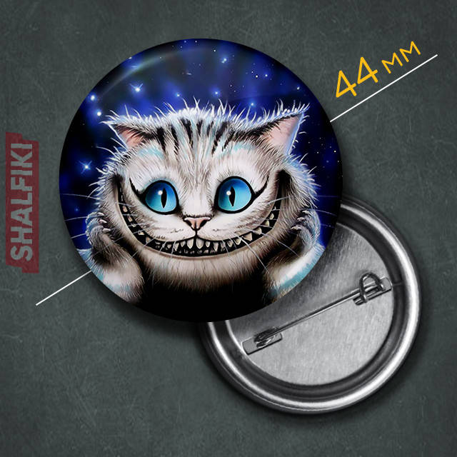 

"Чеширский кот (Алиса в Стране чудес)" значок круглый на булавке Ø44 мм