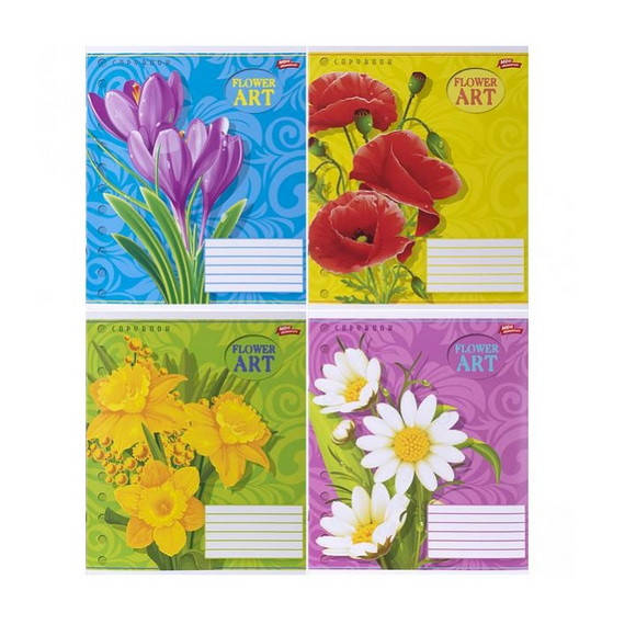 

Тетрадь ученическая "Нарисованные цветы" в клетку, 18 листов, 100% белизна