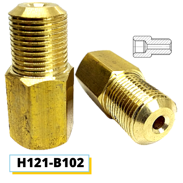 

Переходник тормозной трубки внутр. М10х1,25 мм-наруж. М12х1 мм из латуни