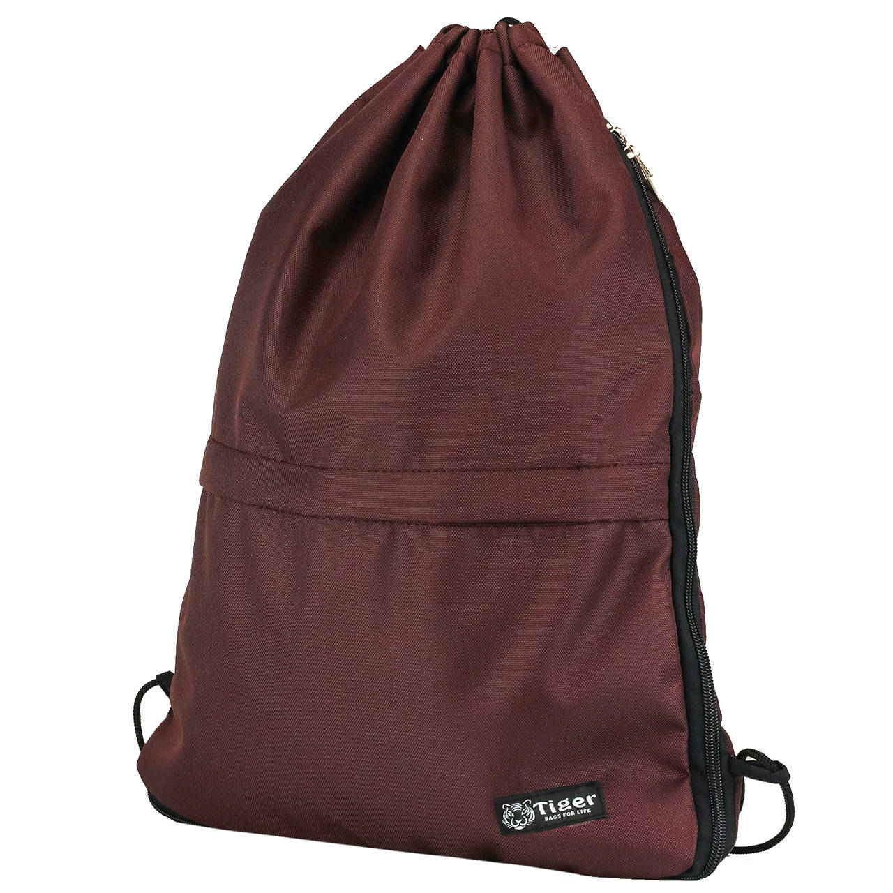 

Рюкзак-мешок для обуви с расширителем и карманом Tiger бордовый