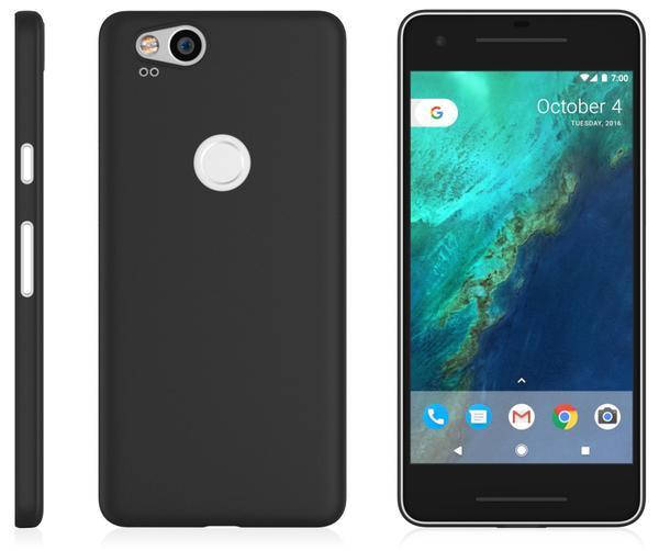 

Ультратонкий чехол для Google Pixel 2 Черный матовый пластик