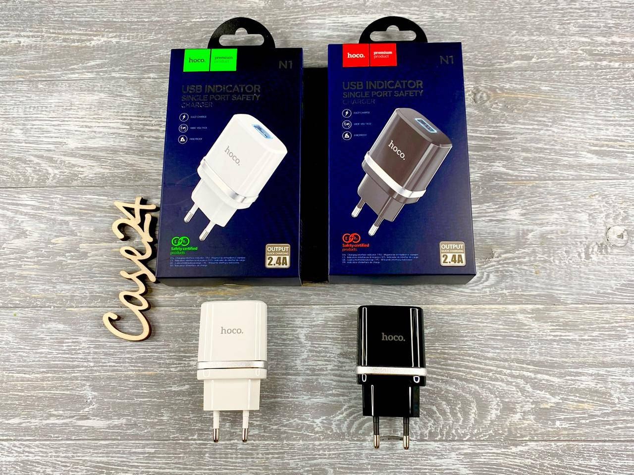 

СЗУ Hoco N1 2.4A 1USB (2 цвета), Разные цвета
