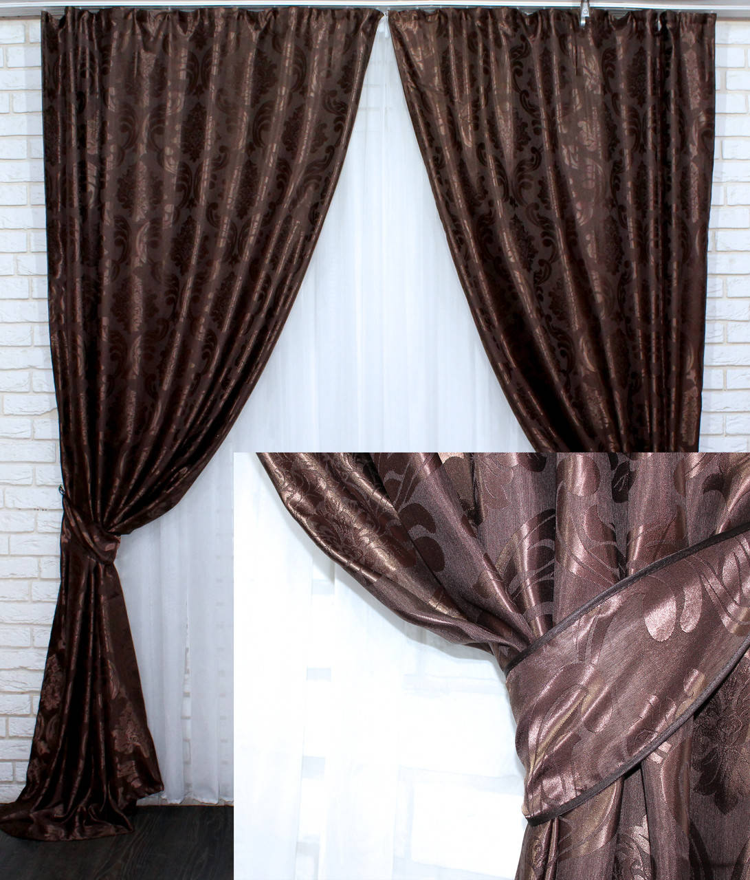 

Шторы жаккард (2шт 1,5х2,7м.) коллекция "Лион" цвет венге. Код 530ш 30-274