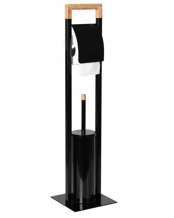 

Стойка для туалета с держателем туалетной бумаги и ершиком BAMBOO black