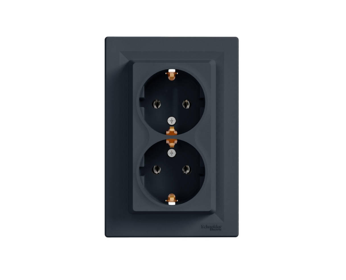 

Asfora розетка 2-я с заземлением антрацит Schneider Electric