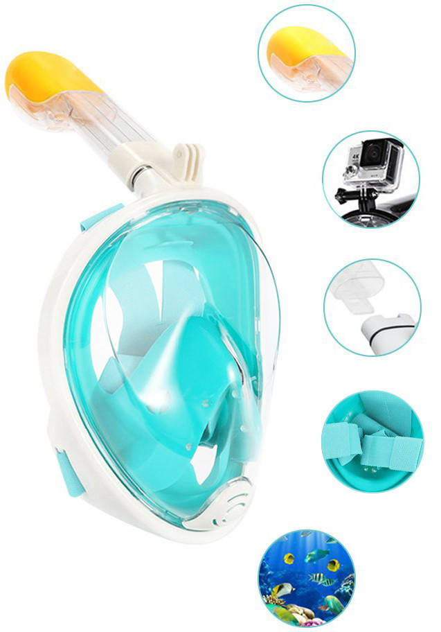 

Универсальная маска Размер S/M для плавания снорклинга Easy BREATH (S/M) Бирюзовая Полнолицевая Original Green