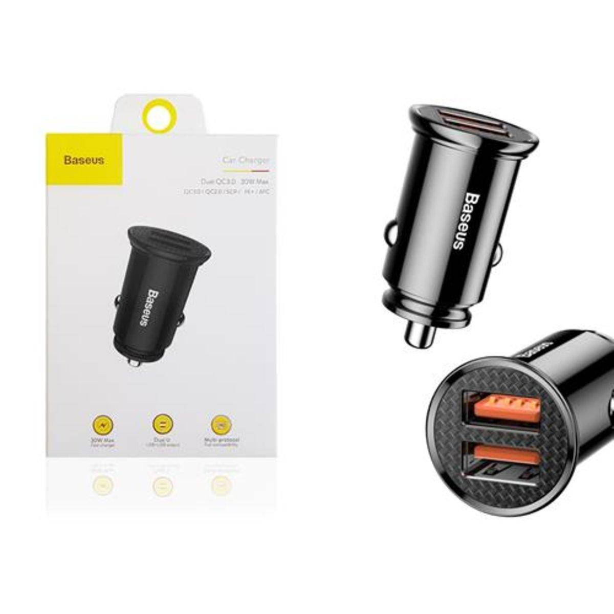 

Автомобільний зарядний пристрій Baseus Circular Plastic А+А 30W Black, Черный