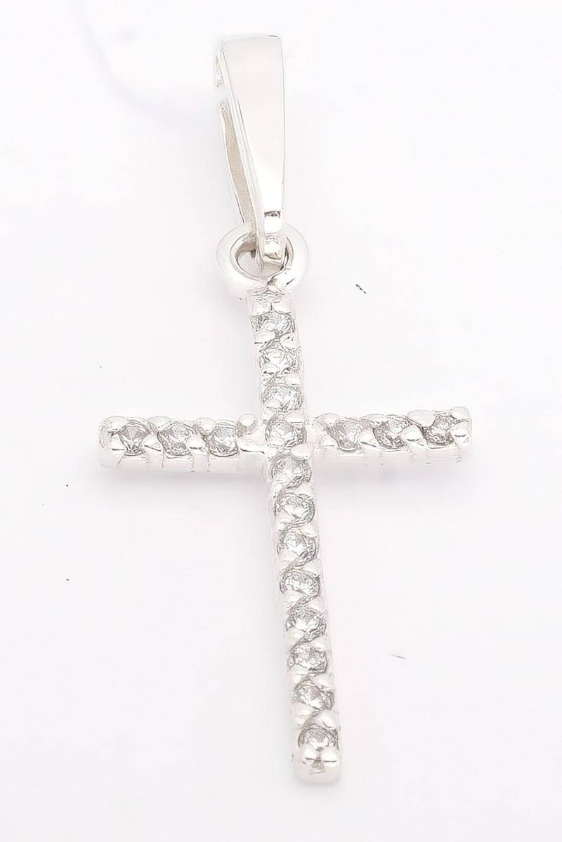 

Серебряный крестик с камушками фианита