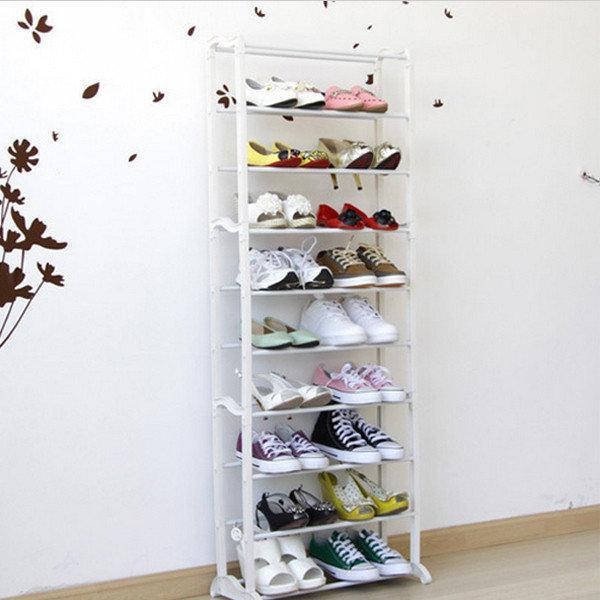

Полка на 30 пар обуви органайзер с 10 полками Amazing Shoe Rack, Белый