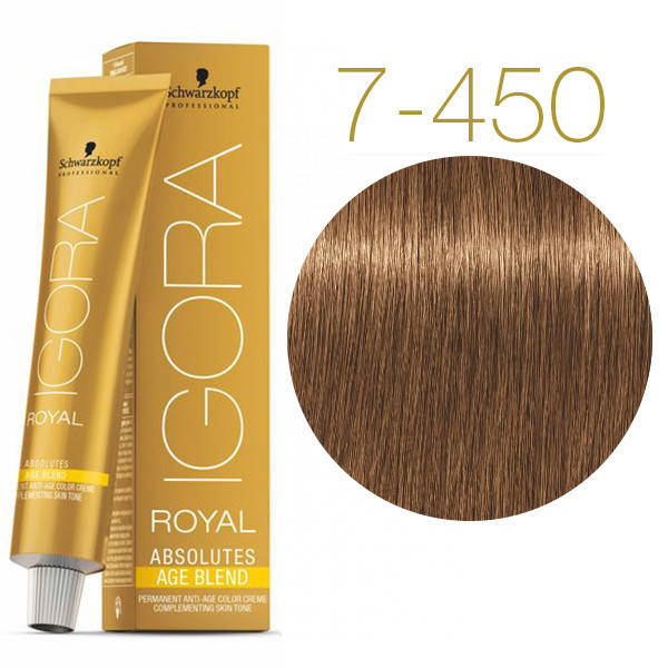 

Schwarzkopf крем-краска Igora Royal Absolutes 7-450 средне-русый бежевый золотистый
