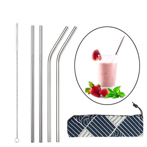 

Трубочка для коктейля металическая эко соломинка 4 шт многоразовая металик 2108-05310