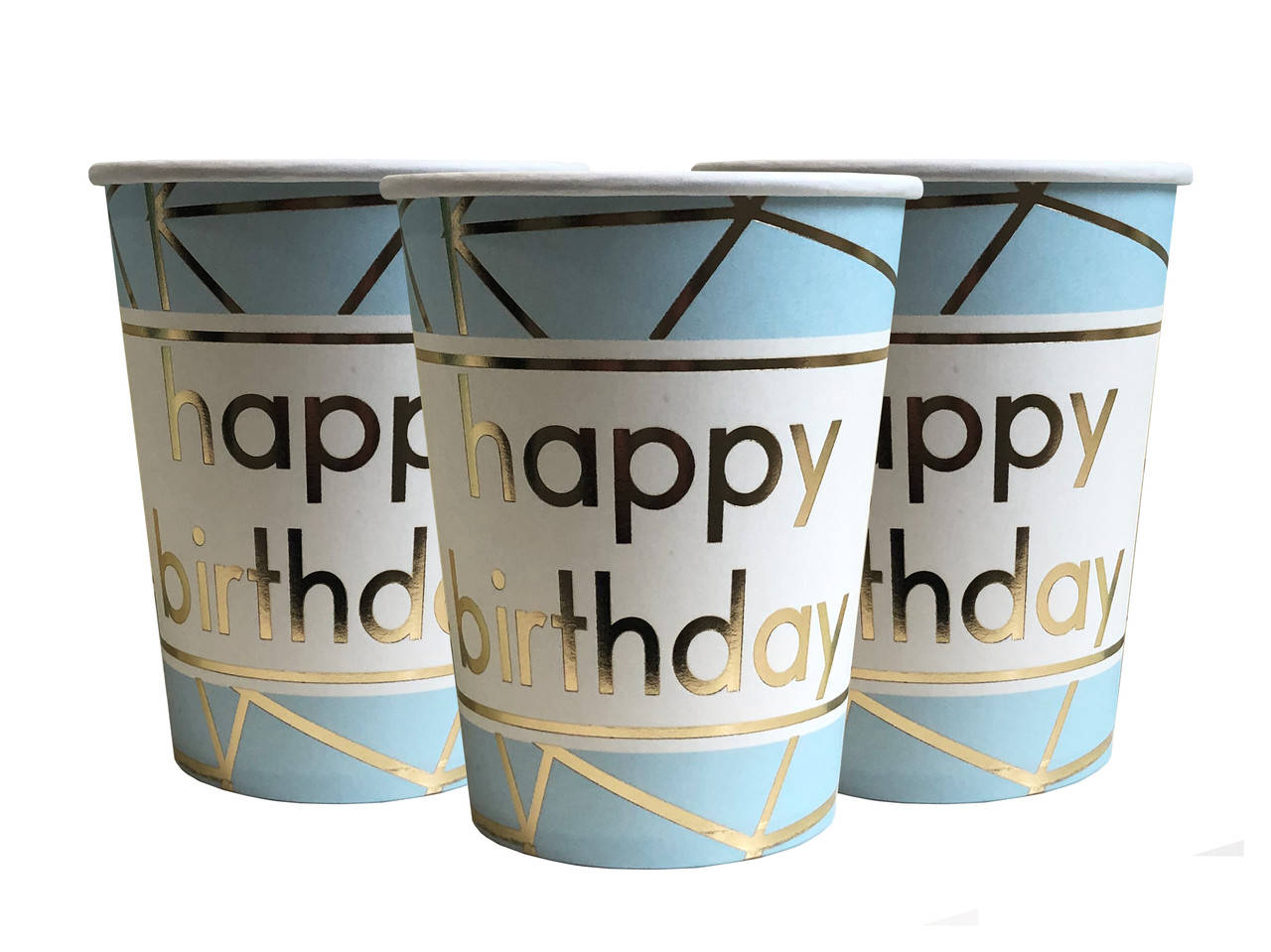 

Стаканчики бумажные одноразовые "Happy Birthday" голубые ,10 шт, Голубой