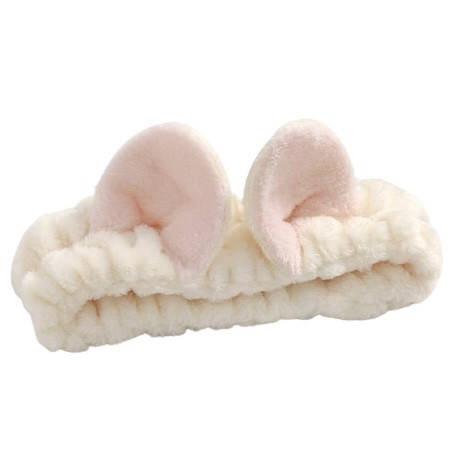 

Косметическая повязка на голову с ушками Котик, мягкая бежевая, Бежевый