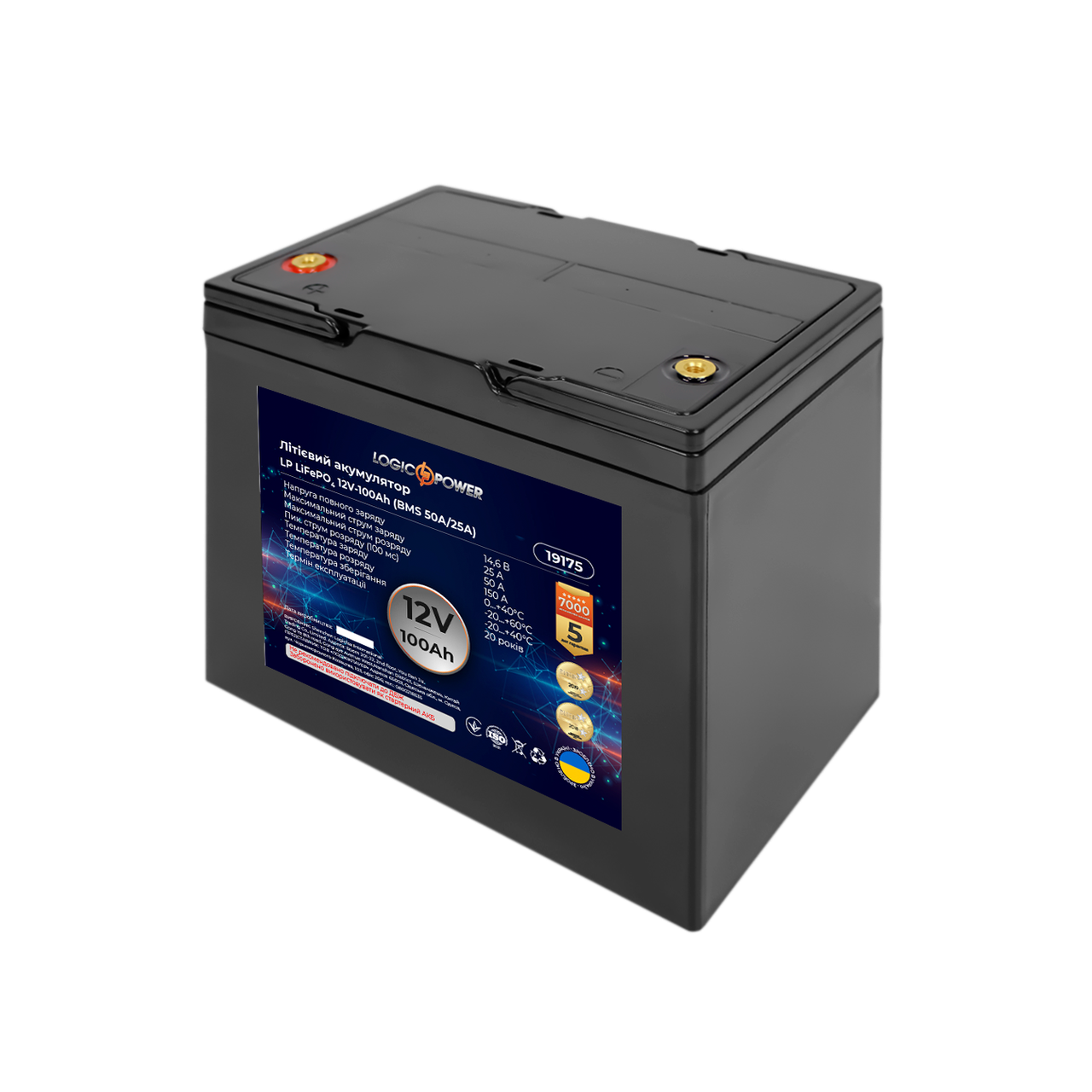 

Аккумулятор LP LiFePO4 12V - 100 Ah (BMS 50A/25А) пластик