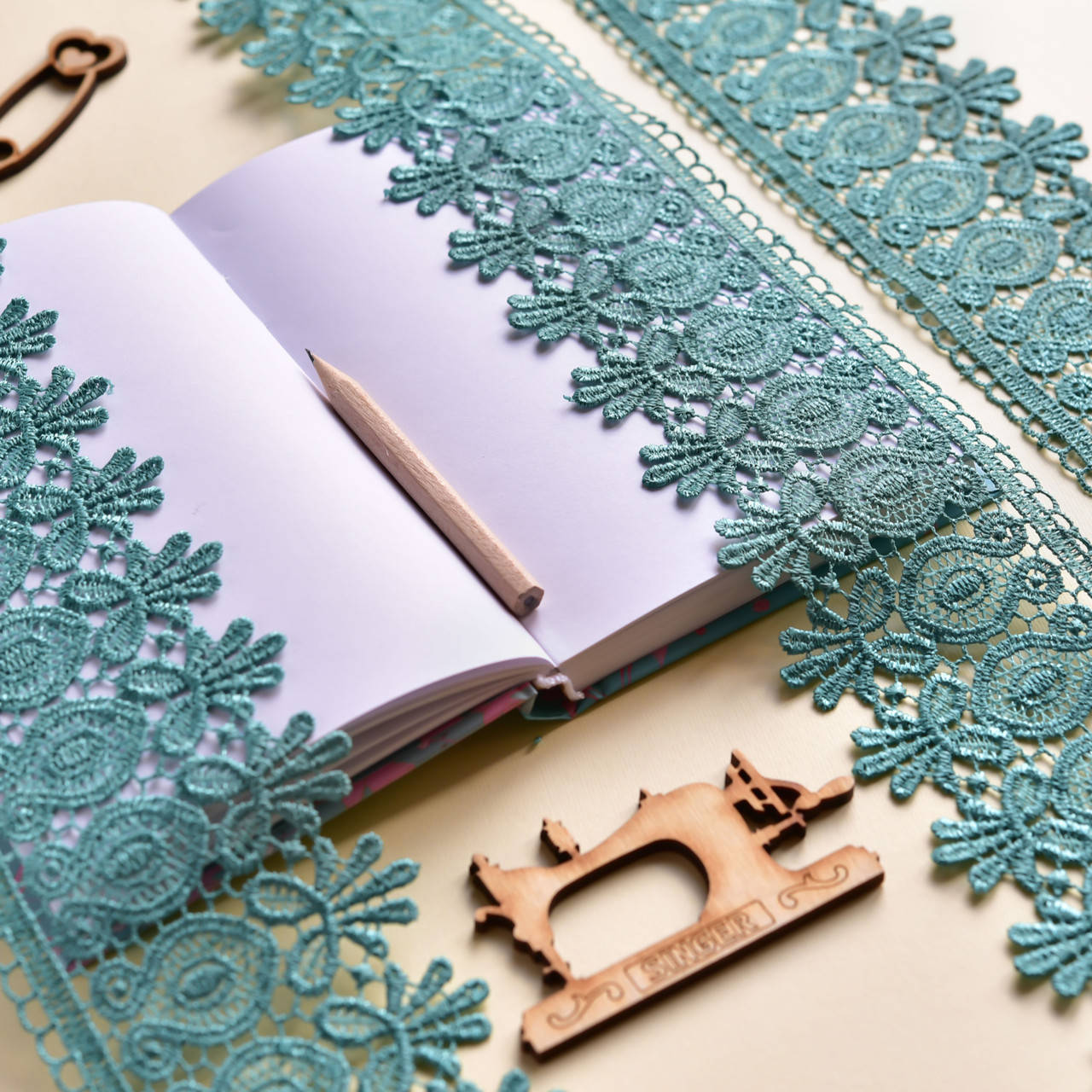 

Кружево макраме (гипюр) / цвет метоловый / ширина 7 см / заказ от 1 м, Морская волна