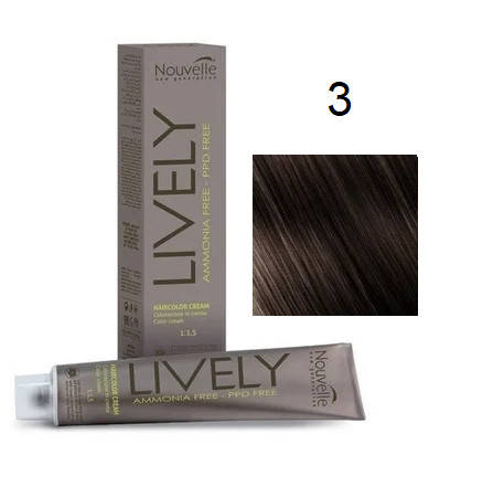 

Крем-краска для волос безаммиачная Nouvelle Lively Hair Color 3 Темно-каштановый 100 мл