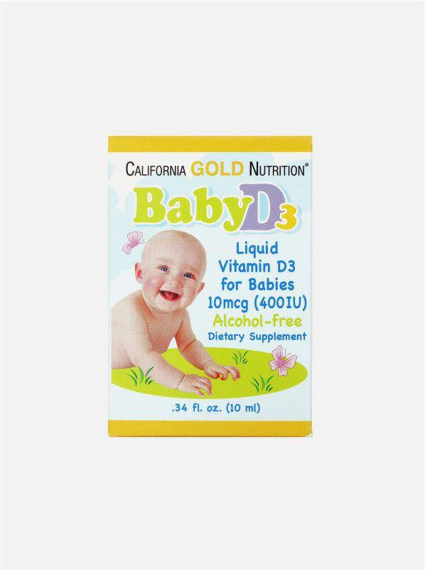 

Вітамін Д3 для дітей California Gold Nutrition Baby Vitamin D3 Drops 400 IU 10 ml