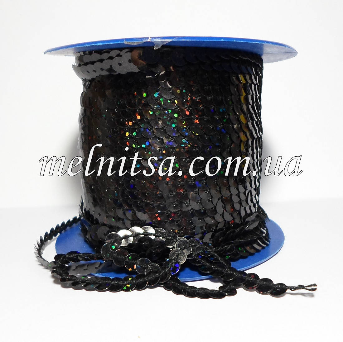 

Пайетки на нитке, цвет черный, голограмма,