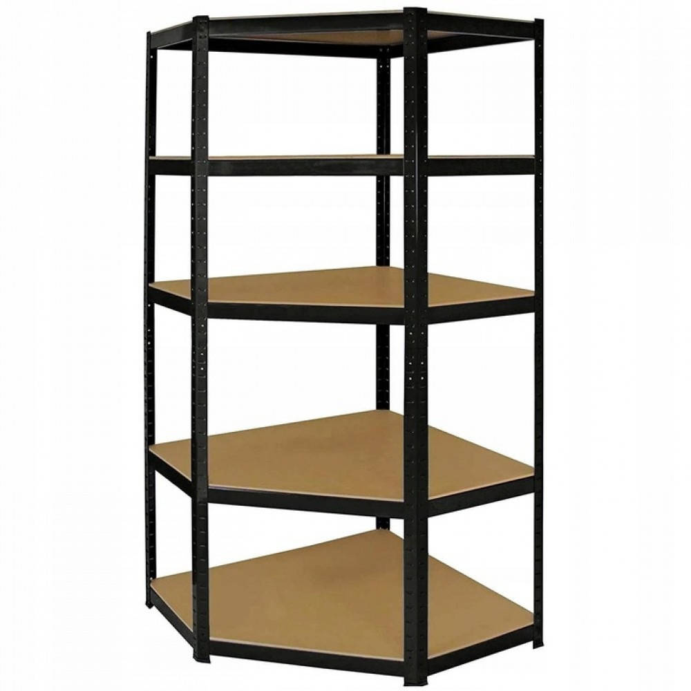 

Металлический полочный стеллаж витрина с полками Siker CGS40 черный угловой 180×90 см