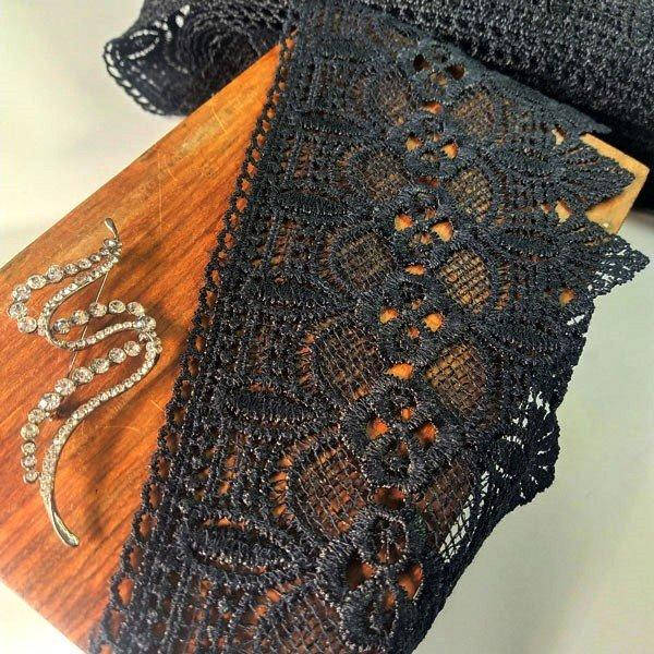 

(1 метр) Кружево макраме Sindtex 12см Цвет - Черный (40М-L0370-3)