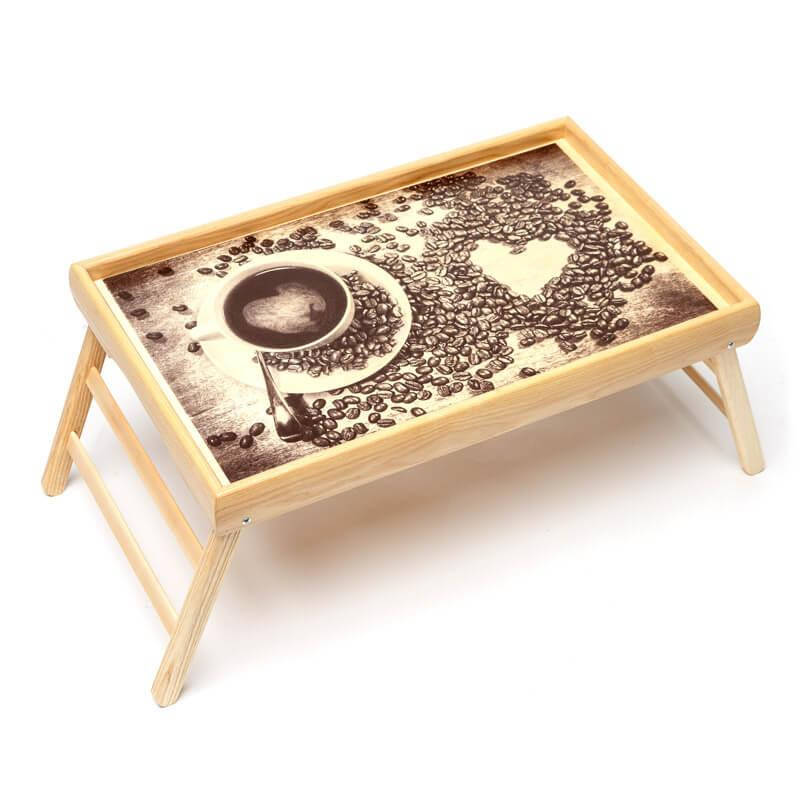 

Столик для завтрака в постель BST 710058 бежевый 52х32см. A cup of your favorite coffee