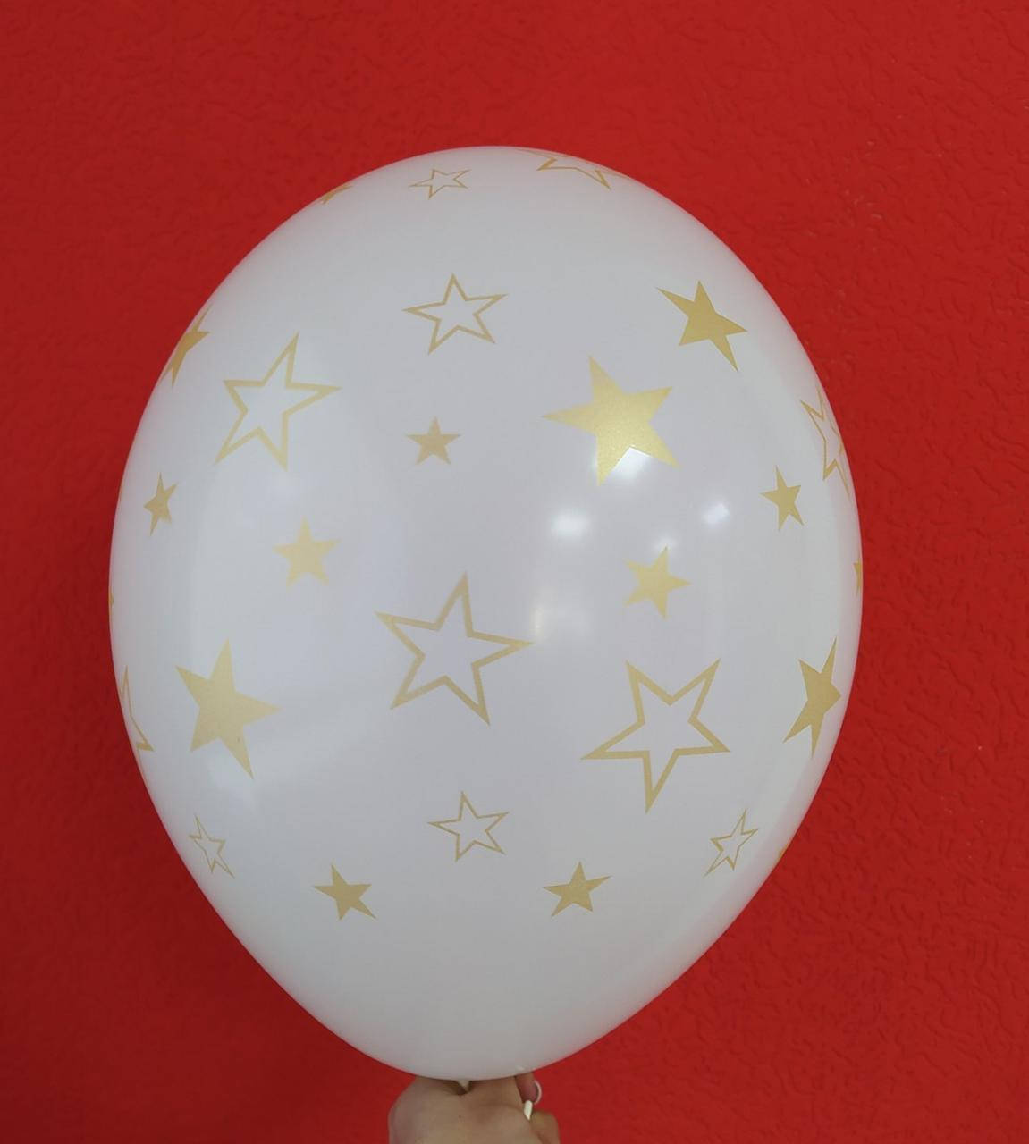 

Латексный шар белый с рисунком звезда золотой 12 "30см Belbal TM Star