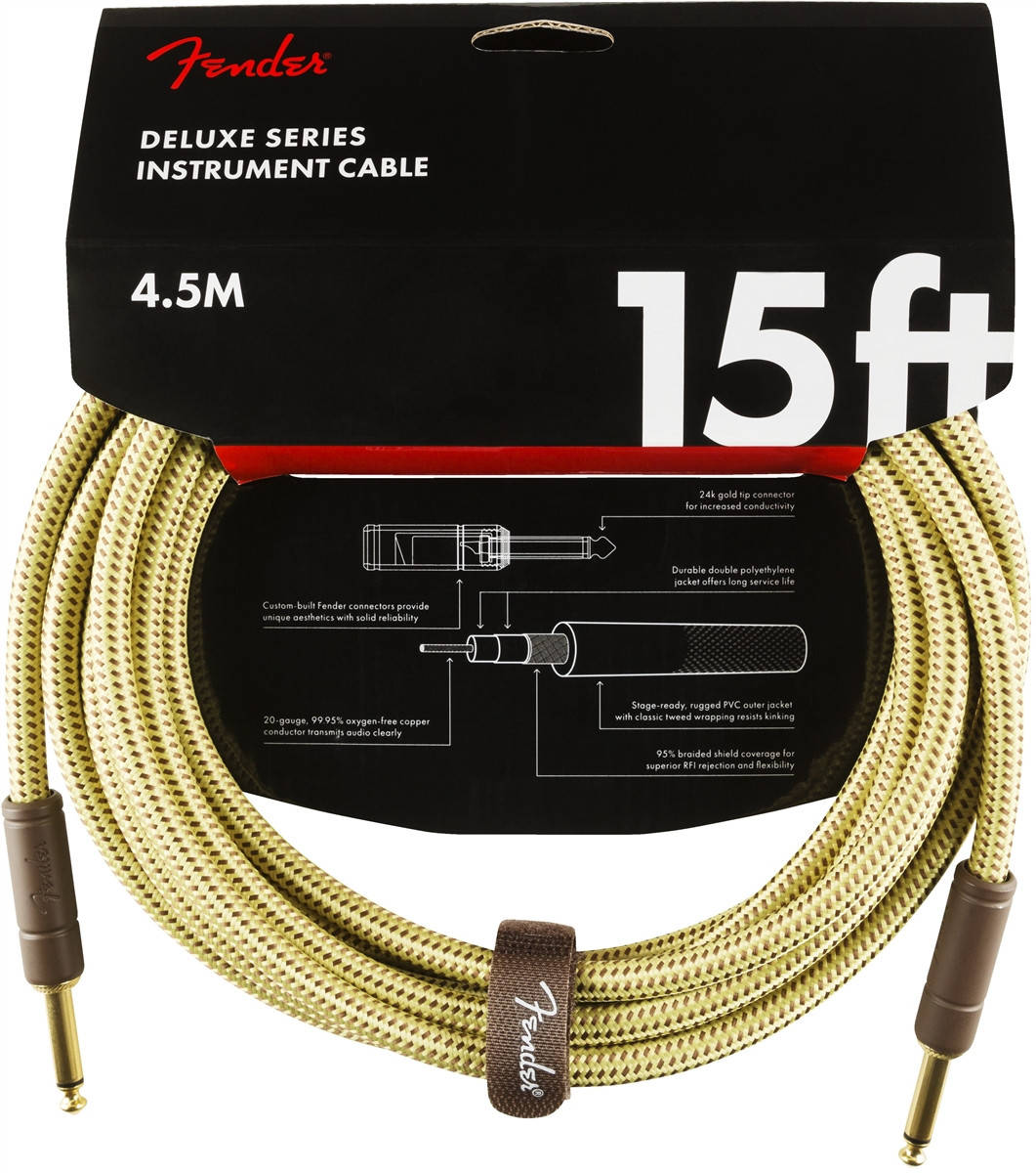 

Инструментальный кабель FENDER CABLE DELUXE SERIES 15' TWEED (4.5 м), Натуральный