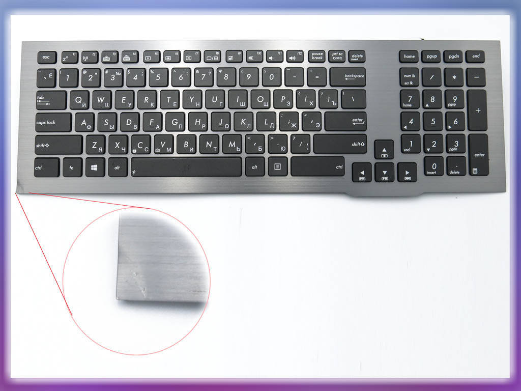

Уценка! Клавиатура для ASUS G75, G75V, G75VW, G75VX ( RU Black с серой рамкой и подсветкой клавиш). Оригинал., Черный