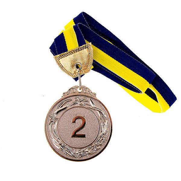 

Медаль наградная с лентой d=60 мм Серебро