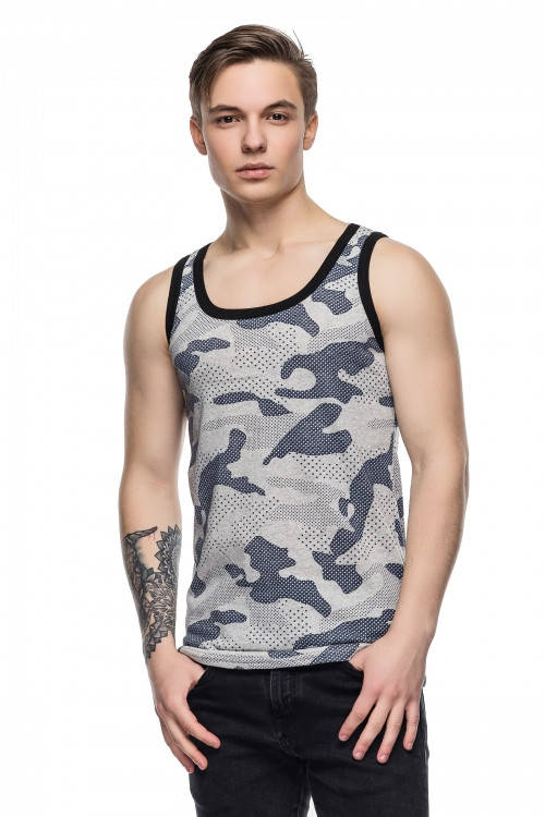 

Майка мужская с принтом камуфляжная серый, ХХЛ