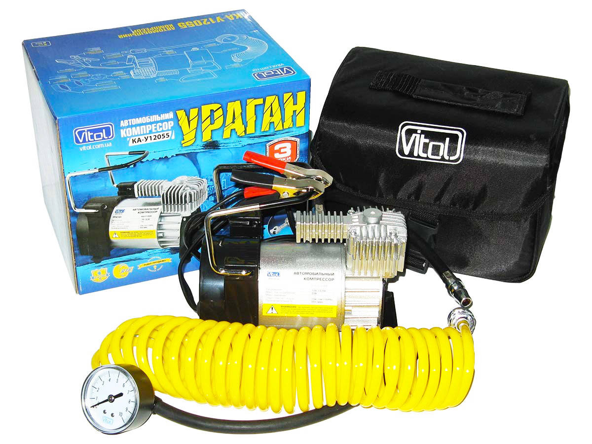 

Компрессор VITOL NEW 150psi/14Amp/35л/клеммы/шланг5м (K-55(КА-У12055)), (Vitol)