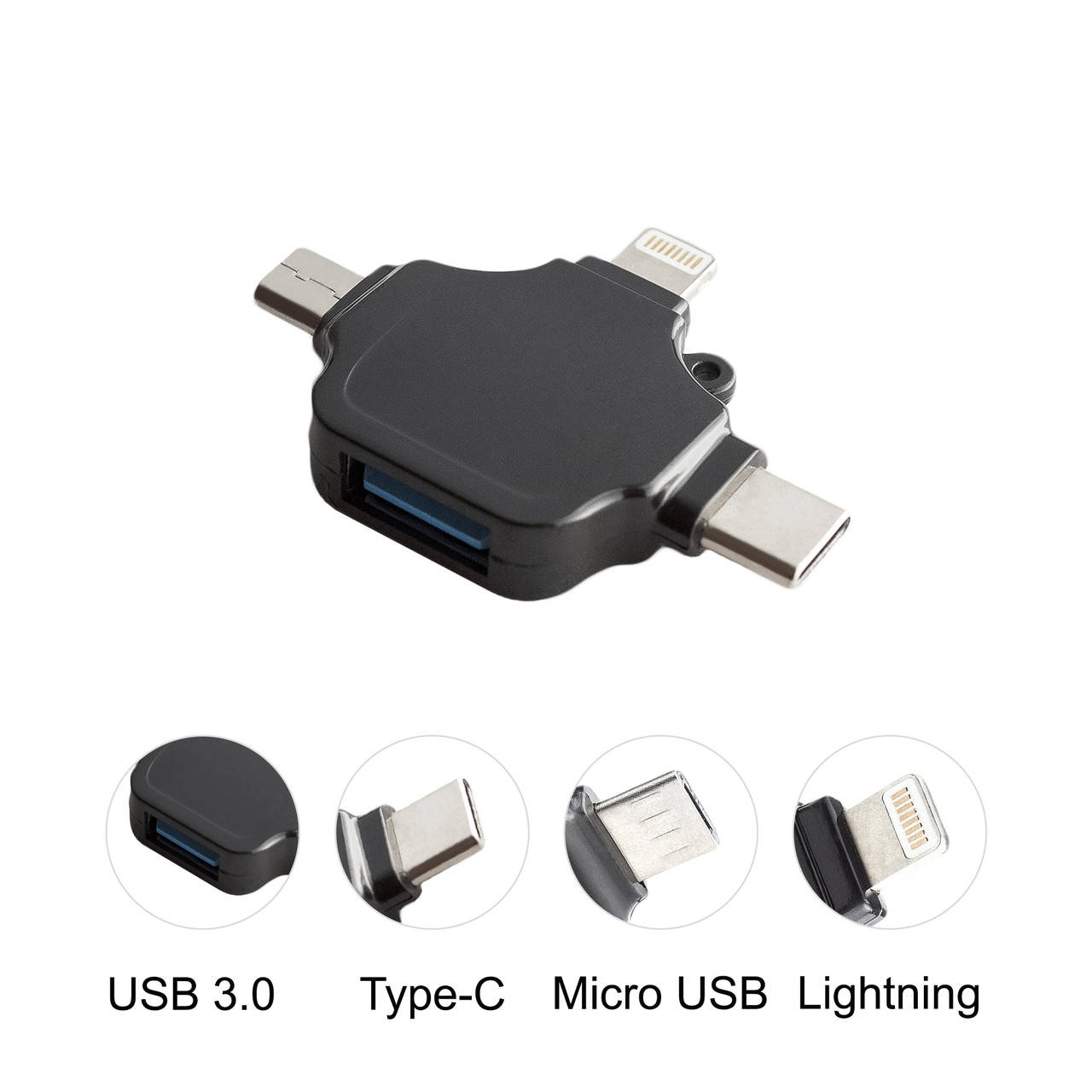 

Переходник XOKO AC-330 3.0 USB Type-C/MicroUSB/Lightning, Черный