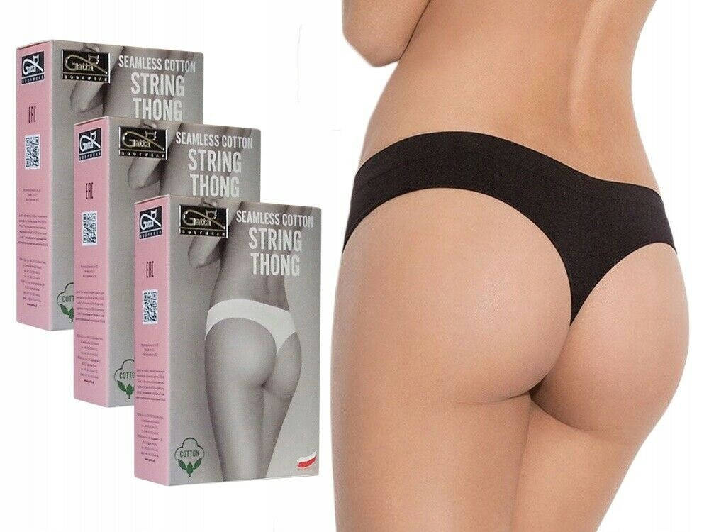 

Женские бесшовные трусики стринги GATTA string thong seamless cotton, хлопок, Польша черные, нюдовые, Бежевый