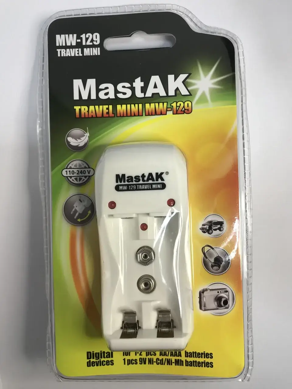 

Зарядное устройство MastAK MW-129 (1/2, 2АА/2ААА-160mAh, 9V-16mAh)