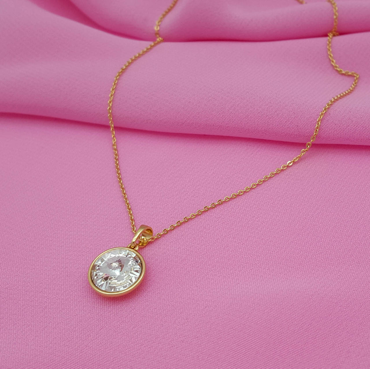 

Подвеска Прозрачный Swarovski, р.44, медсплав, 18К