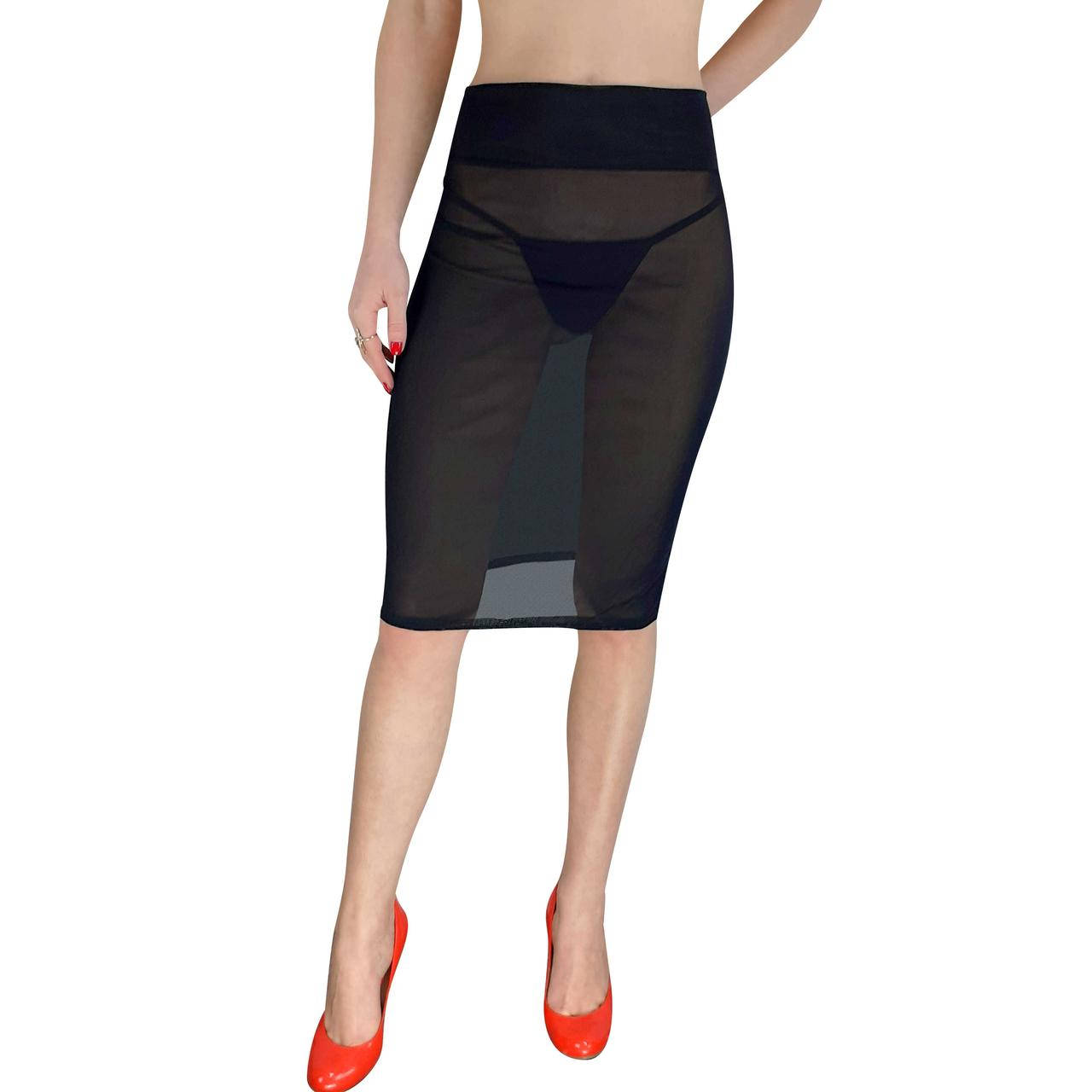 

Сексуальная прозрачная юбка сетка Черный L, Красный