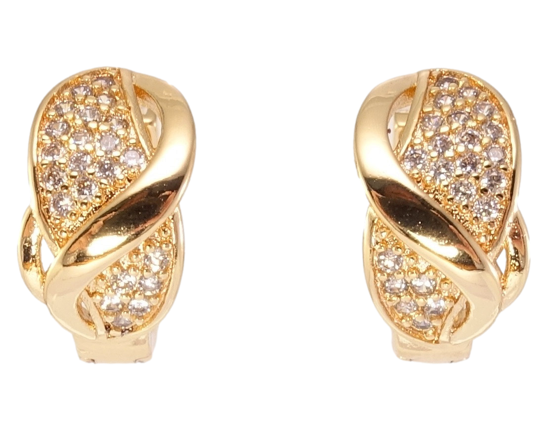 

Серьги Xuping M&L желтый оттенок колечки "Лепестки с цирконием"