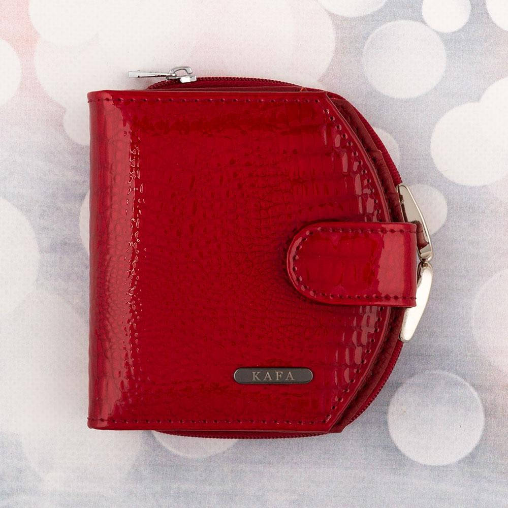 

Красный лаковый кожаный кошелек KAFA с блокировкой RFID-сигналов (fb)