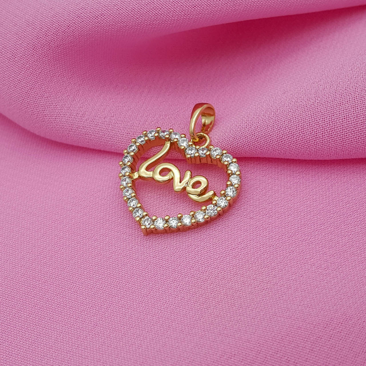 

Кулон Сердце "Love", с цирконием, позолота Xuping, 18К