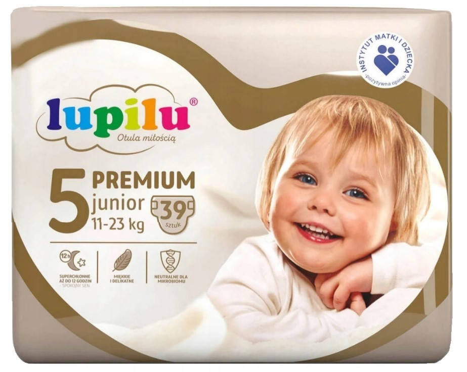 

Підгузники Lupilu Premium Junior Розмір 5, Вага 11-23 кг, 39 шт