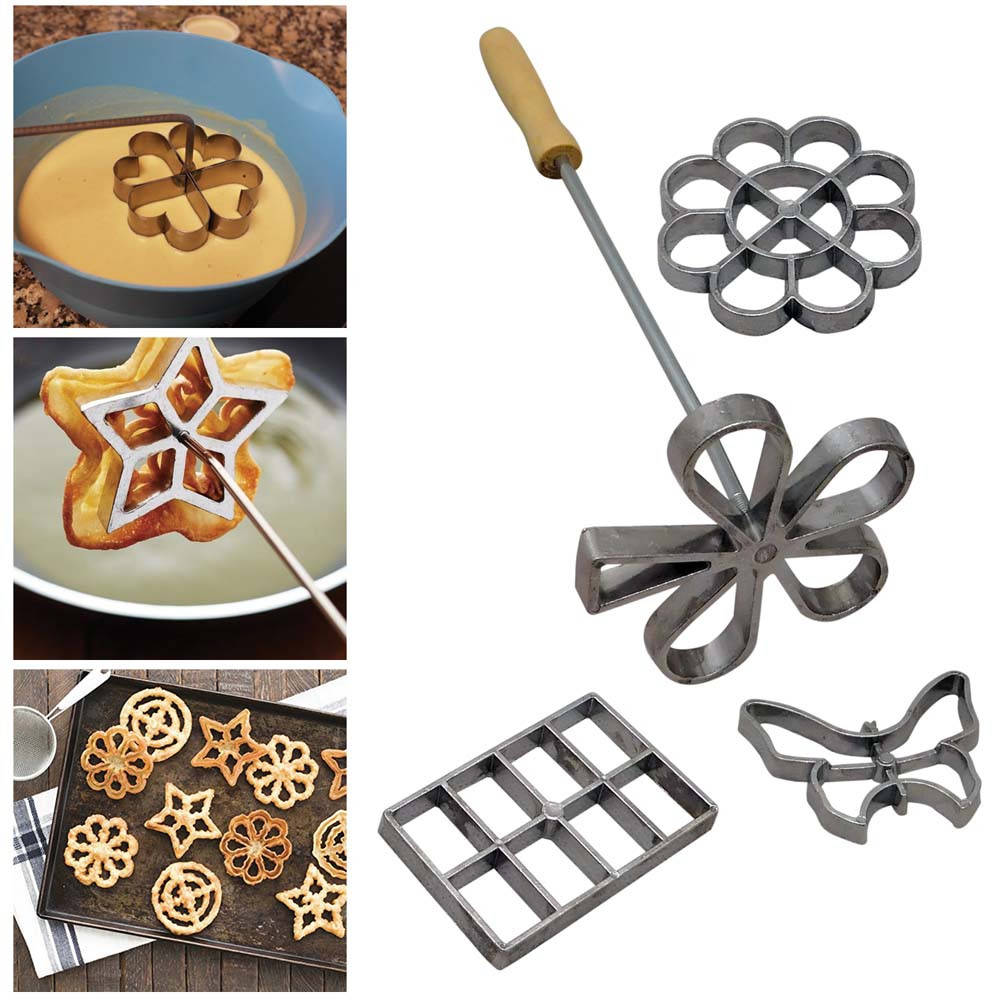 

Формочки для хвороста (вафельного печенья) 4 шт. в наборе, Золотистый