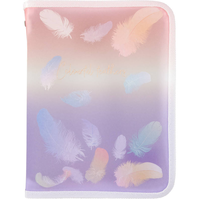 

Папка об'ємна на блискавці А5+, Colourful Feather 02 1808-92-A