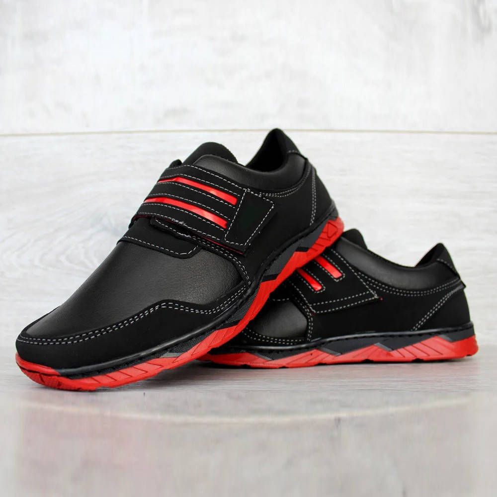 

43р !!!! Мужские черные кроссовки демисезонные на красной подошве (КФ-36чр), Черный