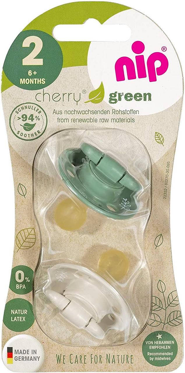 

Пустышка Nip Вишенка GREEN, 6-18 мес., латекс, для мальчика, 2 шт. (Бежево-зеленые), Синий