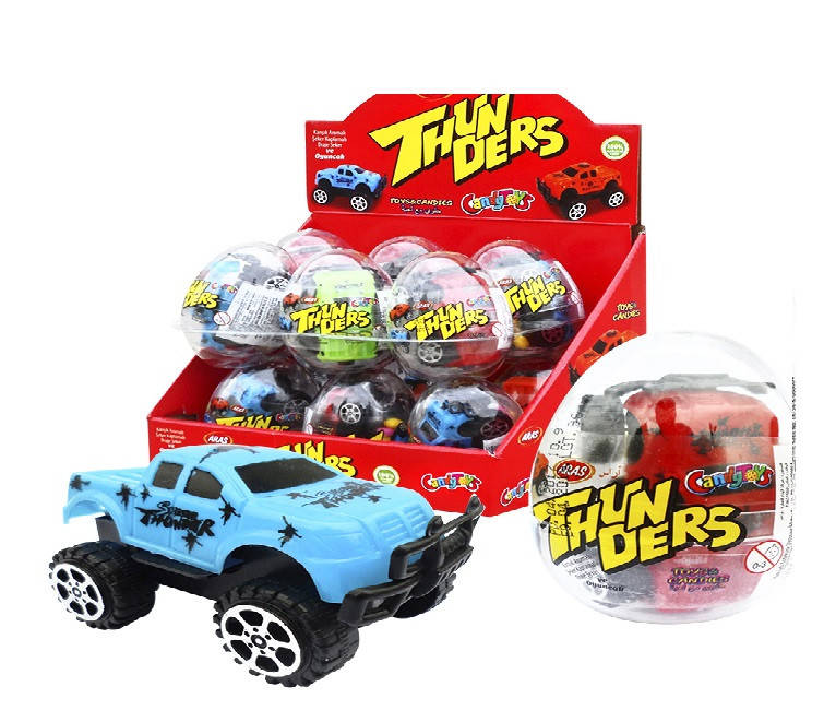 

Яйца пластиковые прозрачные с игрушкой и драже THUNDERS10гр