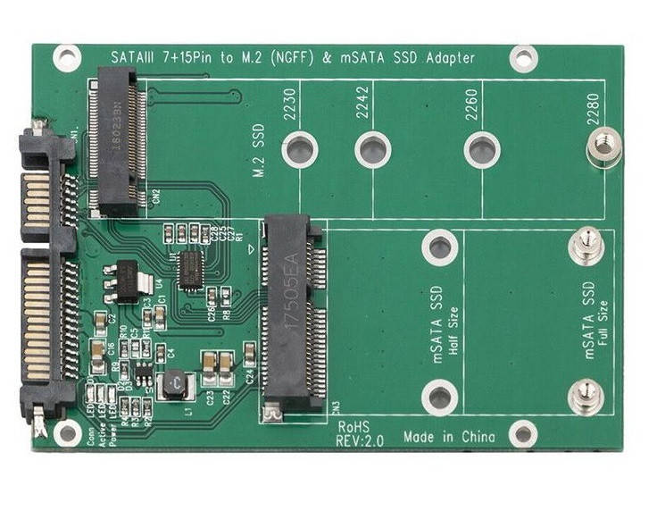 

Адаптер для установки SSD M.2 & mSata NGFF (2 in 1) to SATA 2.5" TRY новый