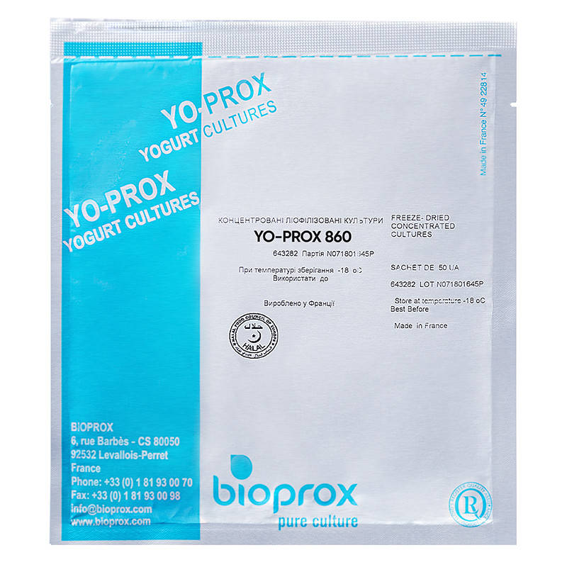 

Закваска для ЙОГУРТА 1000 л молока YO-PROX 860, Bioprox, Франция, 20 U - питьевой и резервуарный