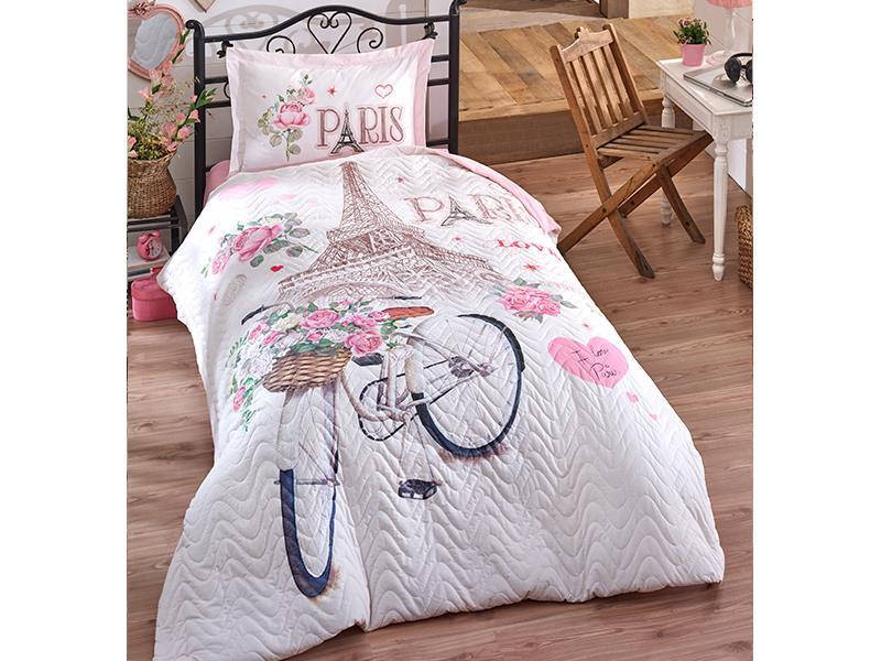 

Покрывало подростковое с наволочкой Clasy Paris Love 180х230 см, Розовый
