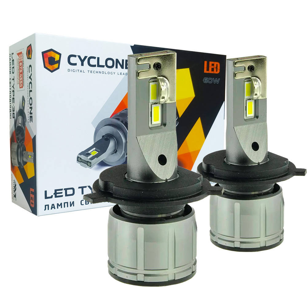 

Лампа светодиодная для фар CYCLONE LED H4 6000K 14000LM TYPE 38 2 шт комплект