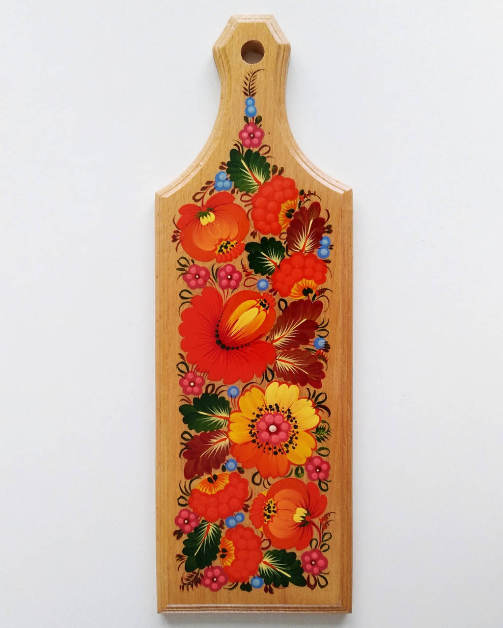

Доска разделочная , петриковская роспись , 12*25 см.
